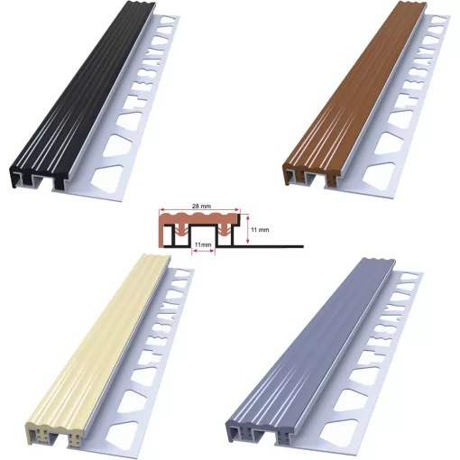 11 MM PVC BANTLI MERDİVEN BASAMAK PROFİLİ 250 CM