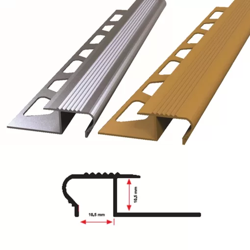 10 MM ALÜMİNYUM İKİ YÖNLÜ MERDİVEN BASAMAK PROFİLİ 250 CM