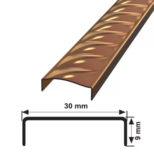 30 MM DEKORATİF DESENLİ BORDÜR BURGU SERİ AYNA BAKIR 270 CM