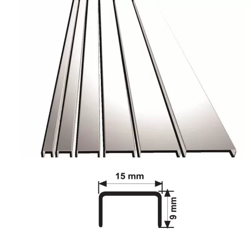 15 MM PASLANMAZ ÇELİK BORDÜR PROFİLİ SÜPER AYNA 270 CM