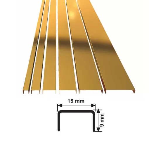 15 MM PASLANMAZ ÇELİK BORDÜR PROFİLİ AYNA SARI 270 CM