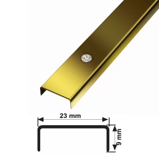 23 MM PASLANMAZ DEKORATİF BORDÜR PROFİLİ TAŞLI AYNA SARI 244 CM