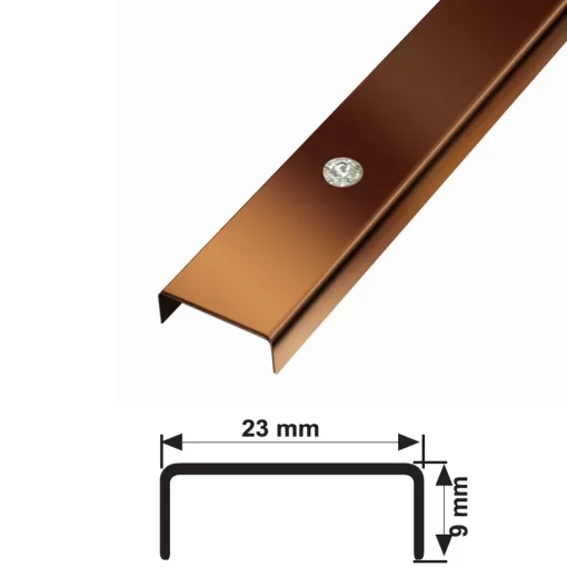 23 MM PASLANMAZ DEKORATİF BORDÜR PROFİLİ TAŞLI AYNA BAKIR 244 CM