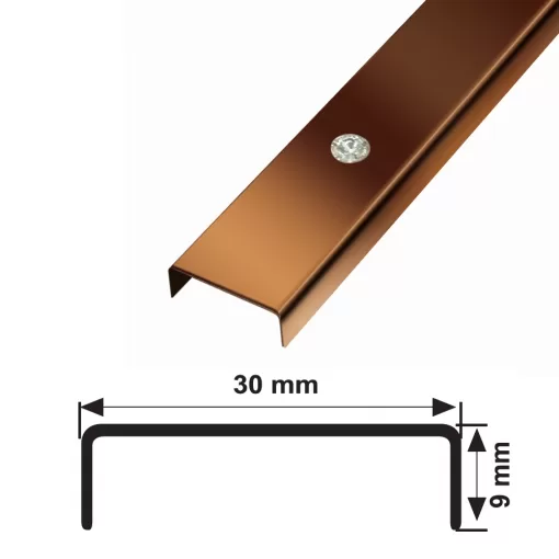 30 MM PASLANMAZ DEKORATİF BORDÜR PROFİLİ TAŞLI AYNA BAKIR 244 CM