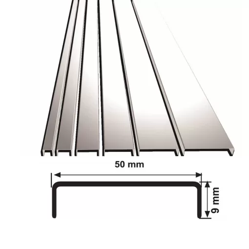 50 MM PASLANMAZ ÇELİK BORDÜR PROFİLİ AYNA KROM 270 CM