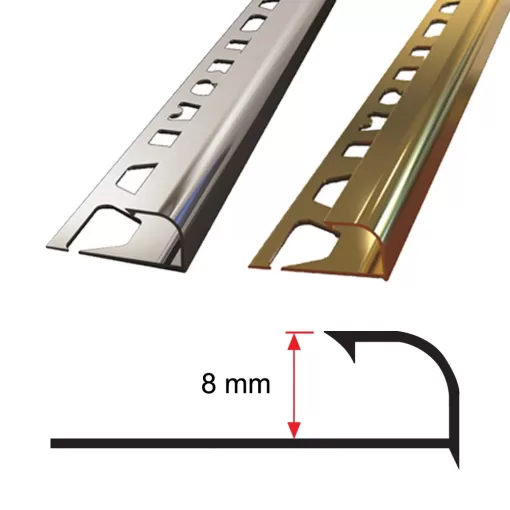 8 MM PARLAK ALÜMİNYUM DIŞ KÖŞE FAYANS ÇITASI 270 CM