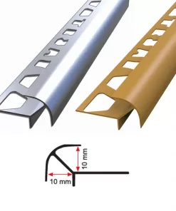 10 MM İKİ YÖNLÜ ALÜMİNYUM DIŞ KÖŞE FAYANS PROFİLLERİ