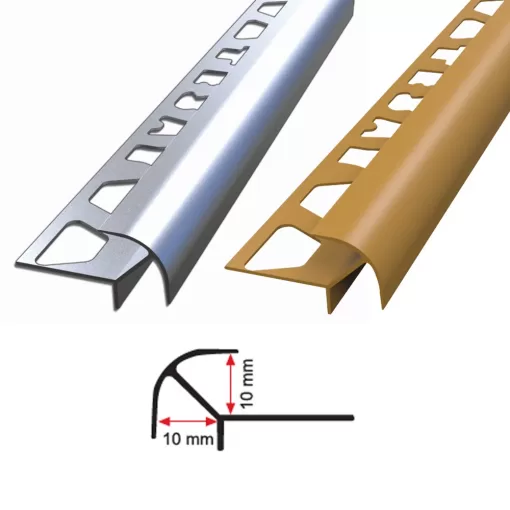 10 MM İKİ YÖNLÜ ALÜMİNYUM DIŞ KÖŞE FAYANS PROFİLLERİ