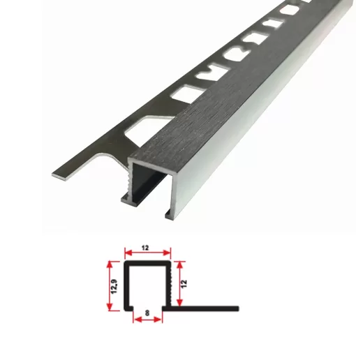 12 MM ALÜMİNYUM SATİNE KARE KÖŞE FAYANS PROFİLİ 270 CM