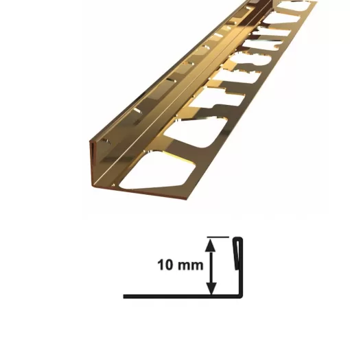 10 MM PASLANMAZ FAYANS BİTİM PROFİLİ AYNA SARI 270 CM