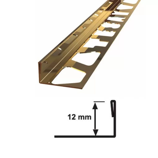 12 MM PASLANMAZ FAYANS BİTİM PROFİLİ AYNA SARI 270 CM