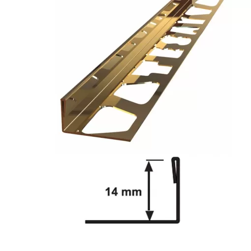 14 MM PASLANMAZ FAYANS BİTİM PROFİLİ AYNA SARI 270 CM